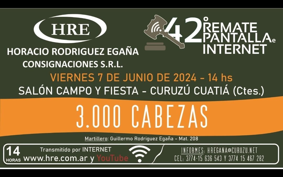 Lotes que salen a venta en el 42° Remate de HRE Consignaciones